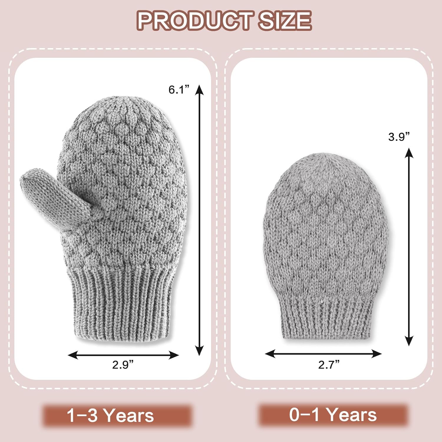 Baby Knit Mittens Toddler Boys Girls Gloves Winter Infant Newborn No Scratch Mitten 0-3 Years - Image 6